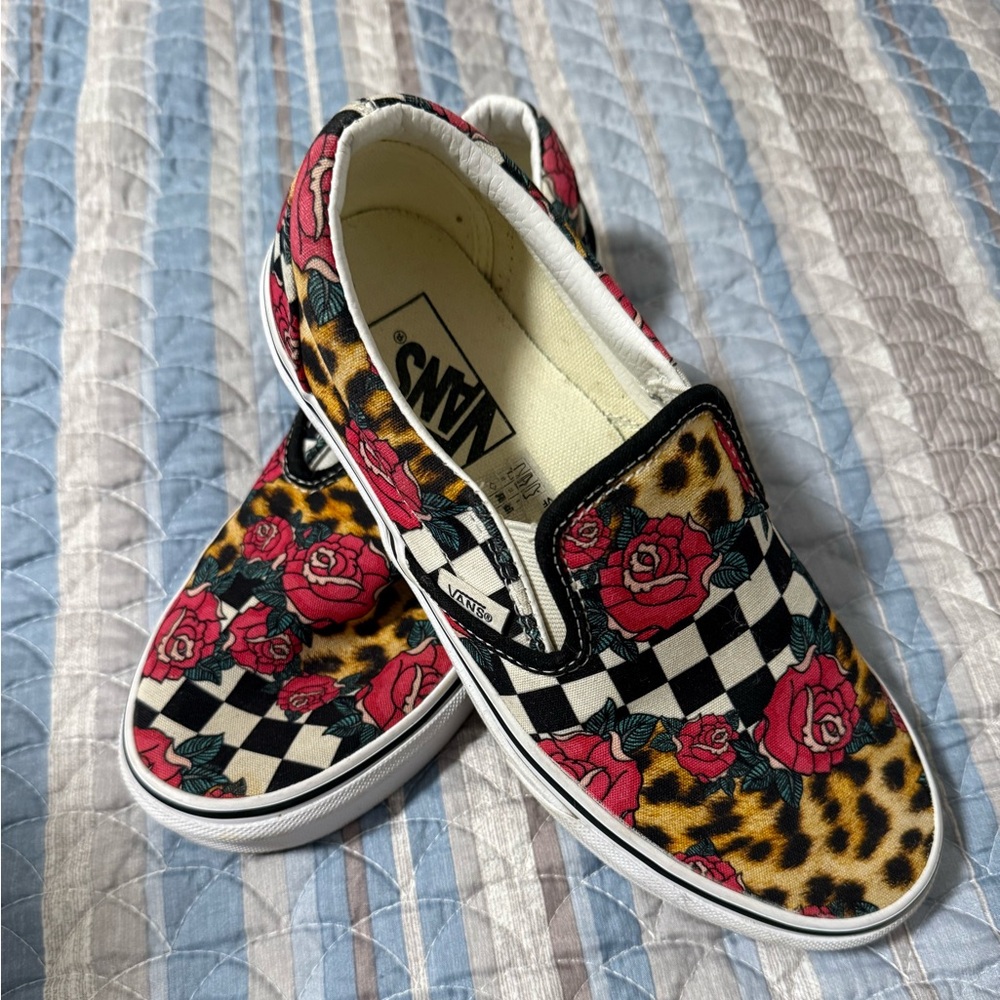 Vans Slip-On in Black, White, Pink & Brown Mixed Print